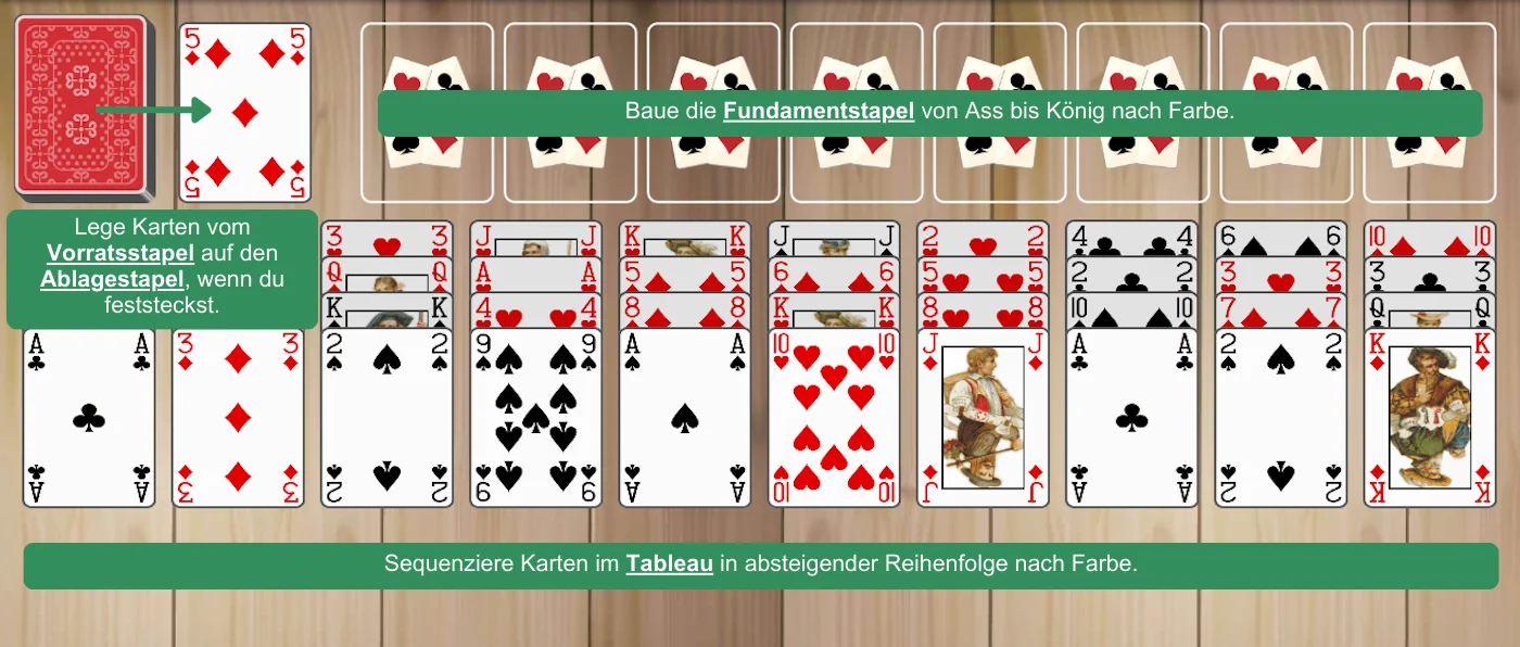 Aufbau von Solitär Josephine